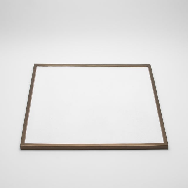 2020s Large Square Tray in White Shagreen With Bronze Patina Brass by Kifu Paris For Sale - Image 5 of 6