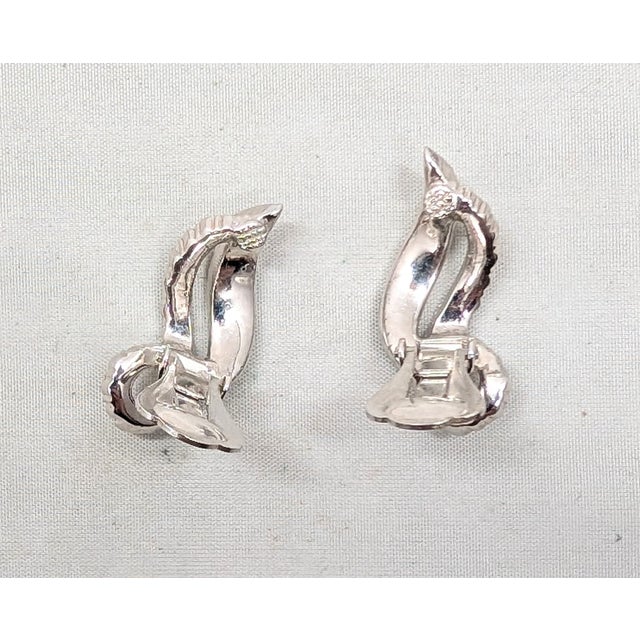 Metal Vintage 1960s Signed Kramer Rhodium Plated Clear Rhinestone Clip Earrings-2 Pieces For Sale - Image 7 of 7
