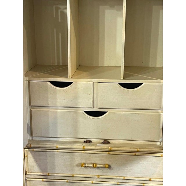 1970's Faux Bamboo Yellow Armoire by Century Furniture For Sale - Image 11 of 18