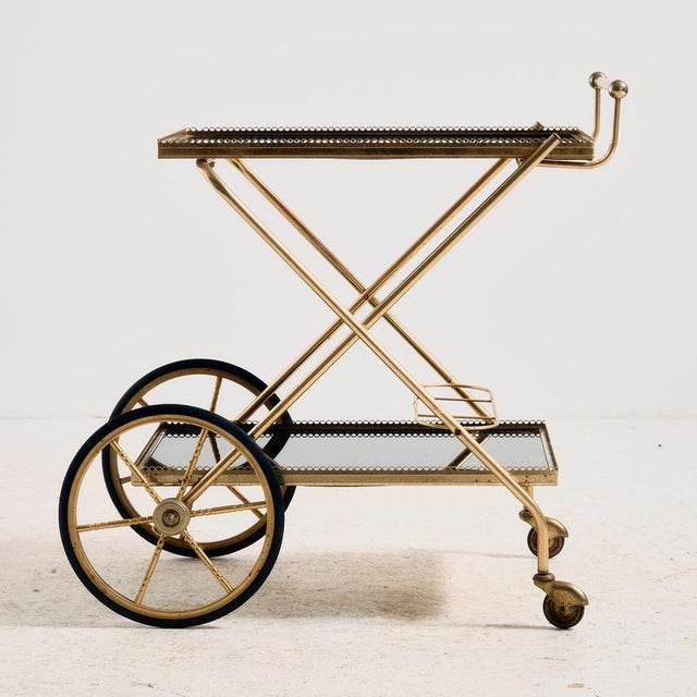 French Brass-Framed Trolley from Maison Jansen, 1960s For Sale - Image 12 of 12