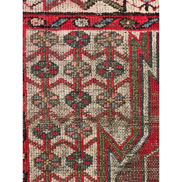 Red Vintage Rustic Distressed Mazlaghan Rug, 1950s For Sale - Image 8 of 16