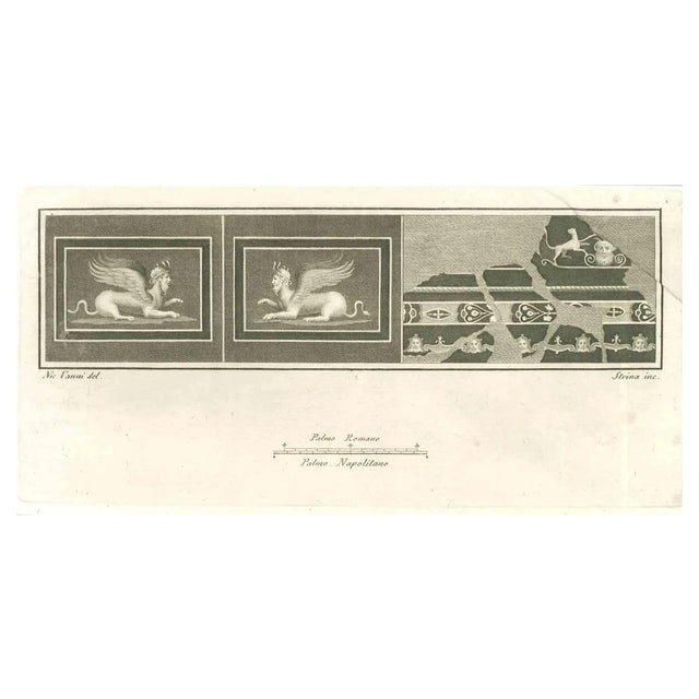 Fernando Strina, Sphinx Fresco, 18th Century, Etching For Sale