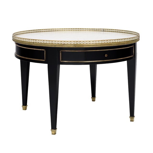 French Louis XVI Style Bouillotte Coffee Table With Carrara Marble For Sale - Image 4 of 9
