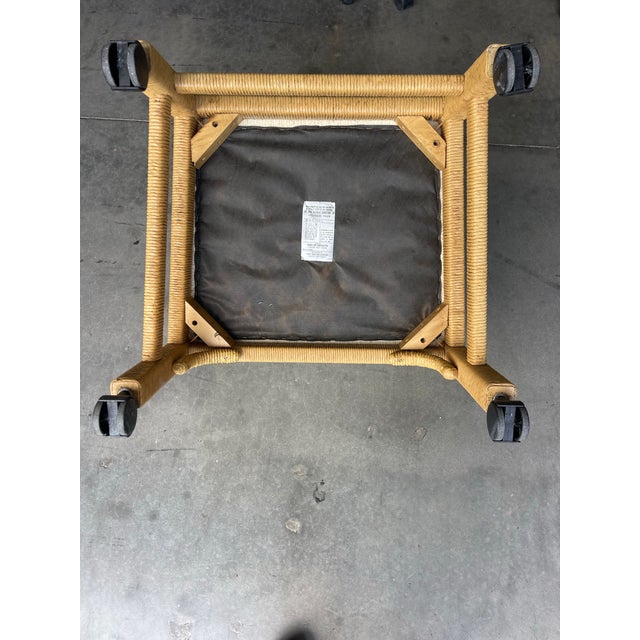 Vintage Henry Link Wrapped Rattan Dining Armchairs on Casters – Palm Beach Style | Set of 4 For Sale - Image 11 of 12