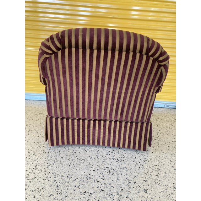 Textile Vintage Burgundy and Gold Striped Club Chair in Corduroy Fabric by Norwalk Furniture For Sale - Image 7 of 11