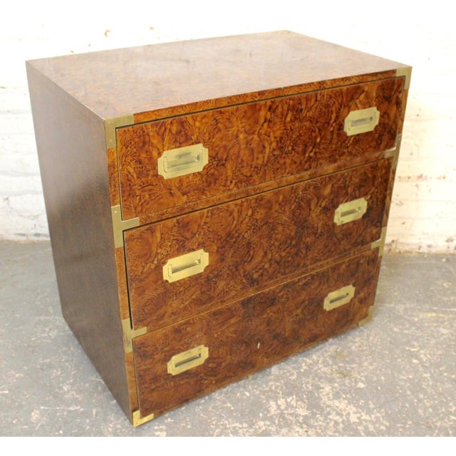 Brown Mid 20th Century Set of Campaign Style Artisanal Three Drawer Dressers, Pair For Sale - Image 8 of 17