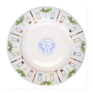 Palm Beach Polo Croquet Club 2000 Hand Painted Porcelain Dinner Plate For Sale