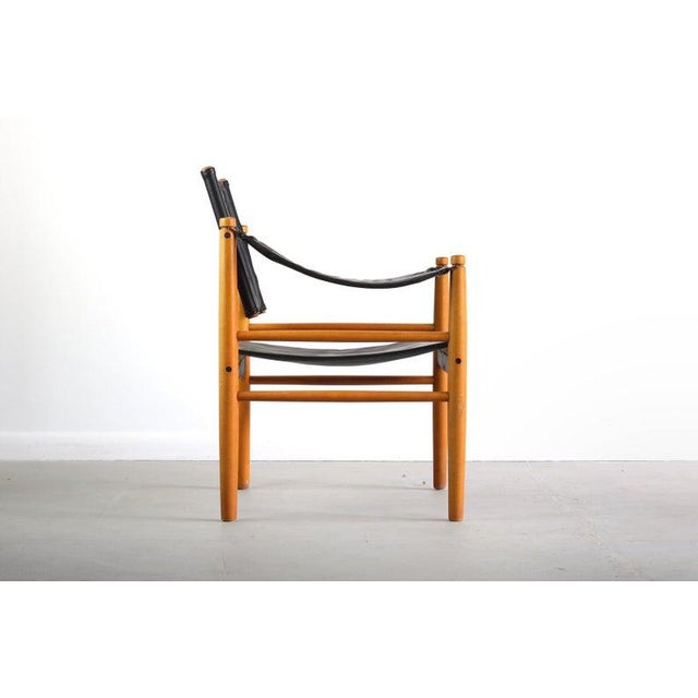 Mid-Century Modern Safari Chair in Oak and Leather For Sale - Image 3 of 7