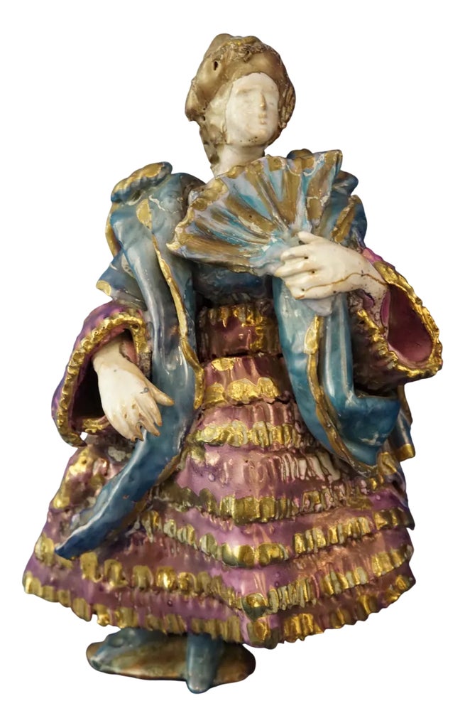 20th Century Ceramic Bas-Relief of a Lady with a Fan by Giacomo