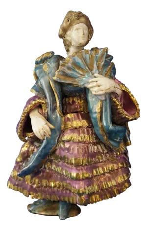 20th Century Ceramic Bas-Relief of a Lady with a Fan by Giacomo Alessi of Caltagirone, Sicily, Italy, 1950s