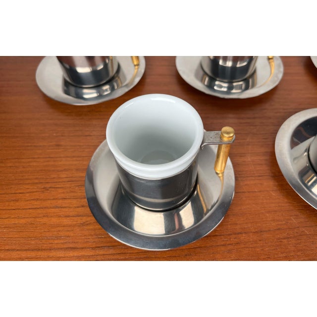 Italian Postmodern Lavazza Oro Series Espresso Cups and Saucers from Balzano, 1980s, Set of 7 For Sale - Image 17 of 18