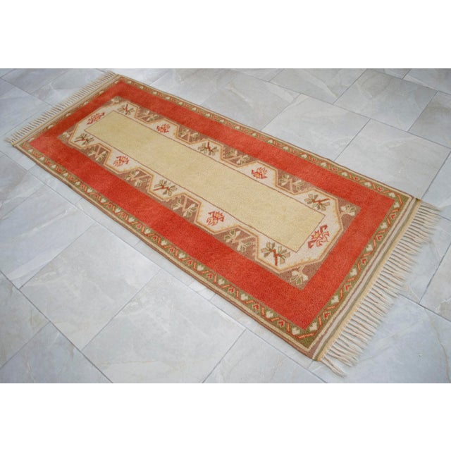 Vintage Turkish Hand-Knotted Short Runner Rug - 2′7″ × 6′3″ For Sale - Image 9 of 12