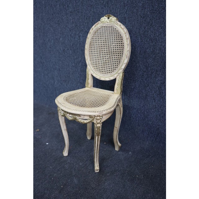 Wood Louis XV Style Painted Decorated and Caned Side Chair For Sale - Image 7 of 7