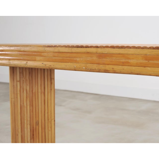 Organic Modern Pencil Reed Rattan Waterfall Console Table For Sale - Image 15 of 18