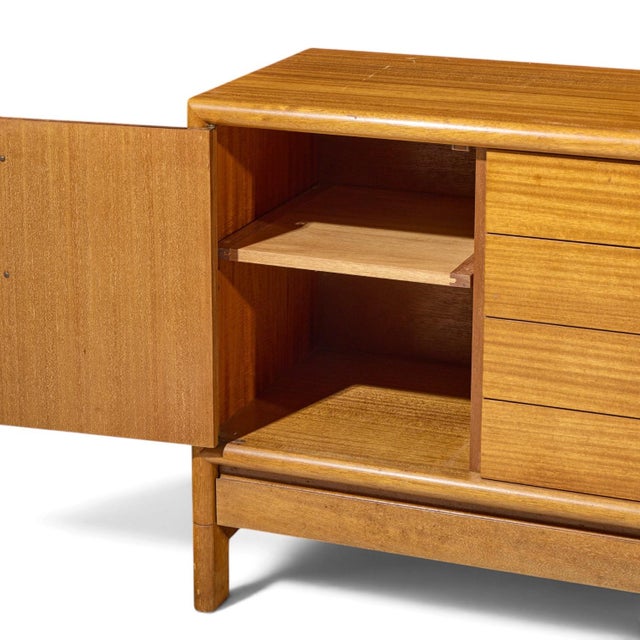 Wood John Keal for Brown Saltman Mid Century Bleached Mahogany Credenza For Sale - Image 7 of 10