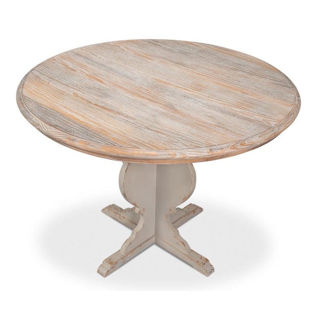 Antiqued Bistro Table with Scrolled Pedestal, 42 Inch For Sale - Image 11 of 12
