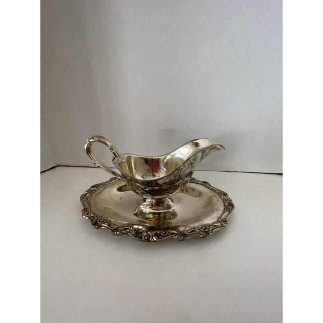 Vintage Silverplate Gravy Boat with Attached Underplate For Sale - Image 4 of 7