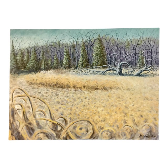 Large 1990’s Original Expressionist Landscape Oil Painting For Sale