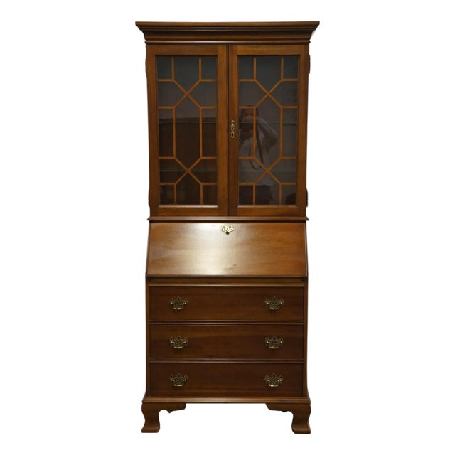 Jasper Cabinet Solid Cherry Traditional Style 32" Secretary Desk W. Display Hutch For Sale
