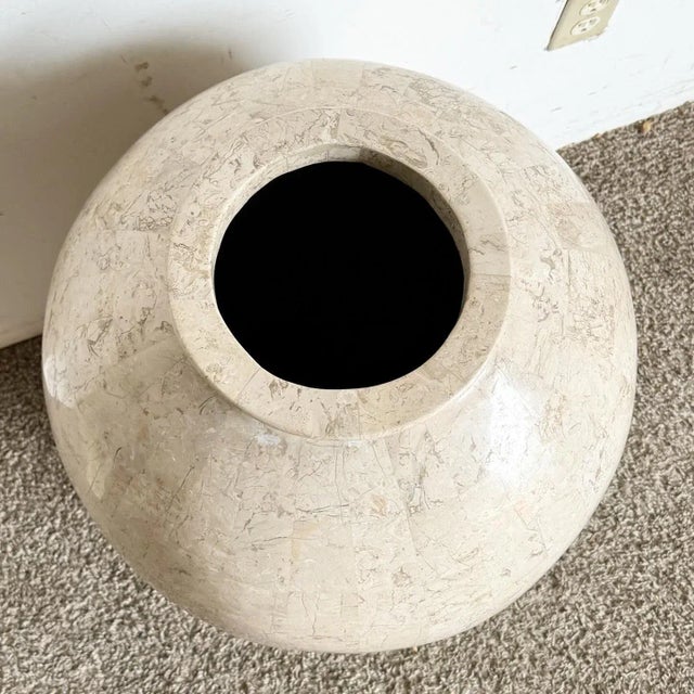 Postmodern Polished and Raw Tessellated Stone Floor Vase For Sale - Image 4 of 8