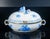 Gravy boat with lid and tray in herend apponyi blue porcelain, mod. 370/ab with roses and gilding. Hungary, 1970s origin...