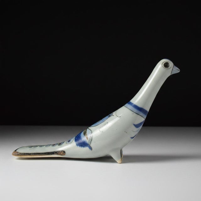 1960s Ken Edwards El Palomar Blue Tonala Mexico Folk Pottery Dove Bird Figurine Pair For Sale - Image 5 of 15