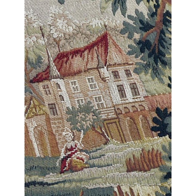 1960s Vintage Jacquard Tapestry with Lauragais Landscape in the style of Aubusson, 1960s For Sale - Image 5 of 18