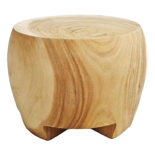Acacia Drum Coffee Side Table For Sale