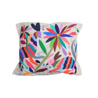 Multicolor Otomi Hand-Stitched Pillow For Sale