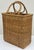 Vintage Tall Woven Wicker Basket With Round Handles For Sale - Image 4 of 7
