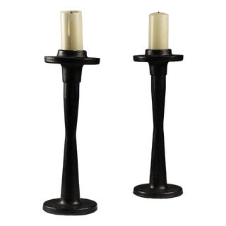 Brutalist Wrought Iron Candleholders, Set of 2 For Sale