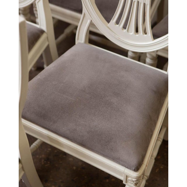 Late 20th Century Set of Six Swedish Gustavian-Style Painted Dining Chairs, 20th Century For Sale - Image 5 of 13