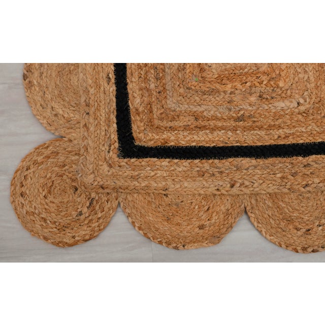 Not Yet Made - Made To Order 2.5x10 Ft. Black Jute Scallop Single Border Handmade Boho Rug For Sale - Image 5 of 12