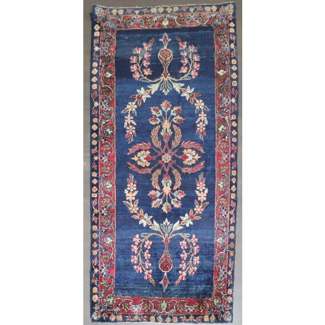 Textile Antique Zabihi Collection Navy Indo Persian Sarouk Rug For Sale - Image 7 of 8