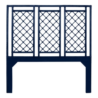 X & Diamond Headboard Queen - Navy Blue For Sale