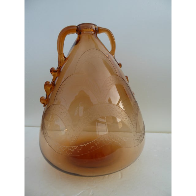 Italian Art Glass Art Deco Murano with Cameo Etched Pattern Vase attributed to Cappellin Vittorio Zecchin For Sale - Image 14 of 17