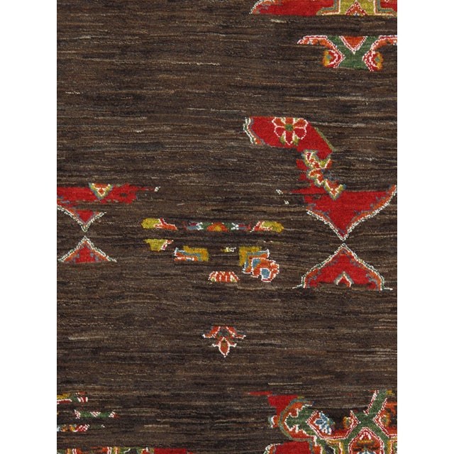 1980s Hand-Knotted Persian Gabbeh Rug With Distressed Traditional Design 5'0" X 6'8" For Sale - Image 4 of 6