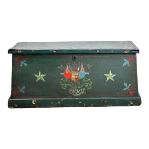Antique Paint Decorated English Sea Chest C. Late 19th Century
