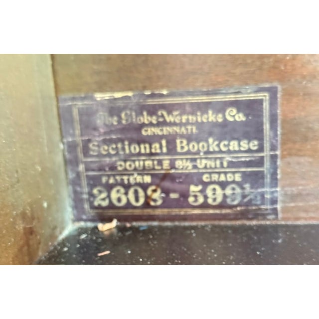 Antique Globe Wernicke Arts & Crafts Mahogany Three Stack Double Barrister Bookcase For Sale In Boston - Image 6 of 12
