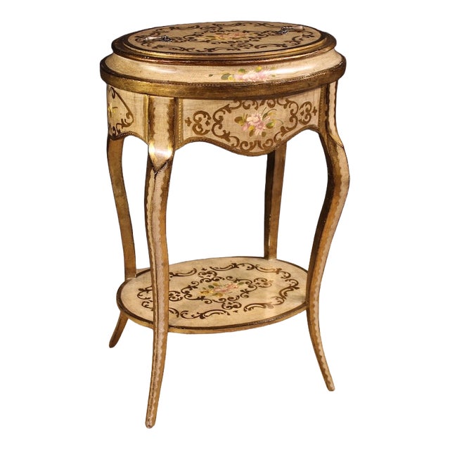 20th Century Tuscan Lacquered Gilded and Painted Side Table, 1950 For Sale