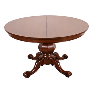 R. J. Horner Style Antique Victorian Carved Rosewood Pedestal Extension Dining Table | Newly Refinished For Sale