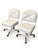 Mid-Century Modern Vintage Douglas Furniture Ivory Faux-Leather Swivel Chairs on Casters — Pair For Sale - Image 3 of 10