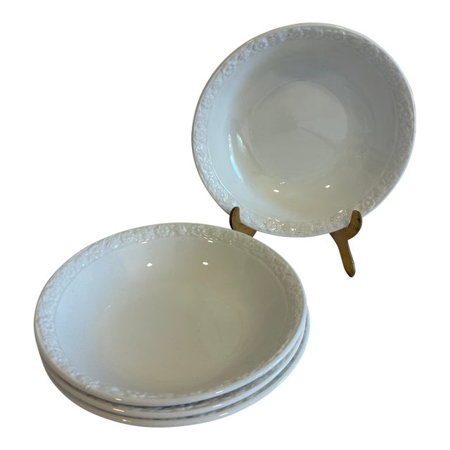 1960s Wedgwood White Embossed Bowls, Set of 4 For Sale