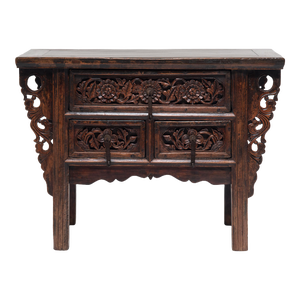 Antique Chinese Chrysanthemum Coffer Table, C. 1850
