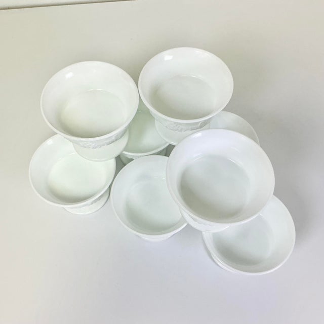1970s 1970s Vintage Americana Arts & Crafts Indiana Glass Grape Milk Glass Champagne Coupes/Sherbet Cups - Set of 8 For Sale - Image 5 of 14