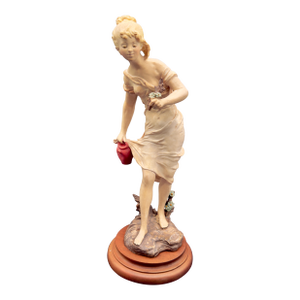 Vintage Capodimonte Chalkware Young Lady Figurine, 17.5" H