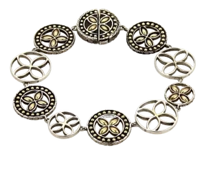 John Hardy Kawung 18k & Sterling Silver Round Link Floral Bracelet