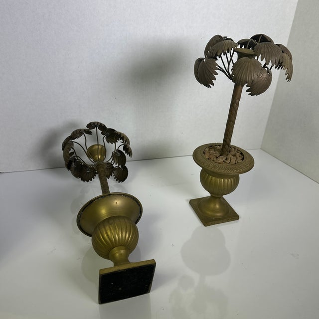Pair of Vintage Palm Tree Candle Holders For Sale - Image 11 of 11