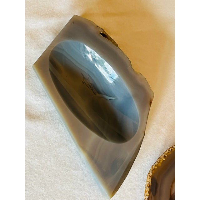 Boho Chic Vintage Cut Geode Agate Rock Dish Bowl a Pair For Sale - Image 3 of 12