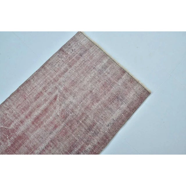 Rose Pink Natural Distressed Oushak Runner Rug For Sale - Image 5 of 11